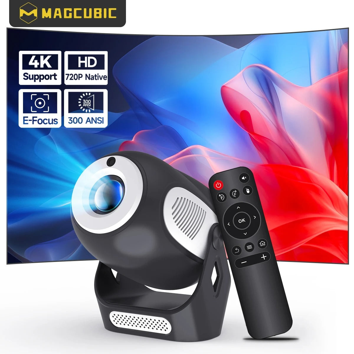 Magcubic HY300 X 4K Android 11 Projector with Electric Focus 300Ansi Wifi6 BT5.0 Portable Projector HIFI Sound Home Outdoor